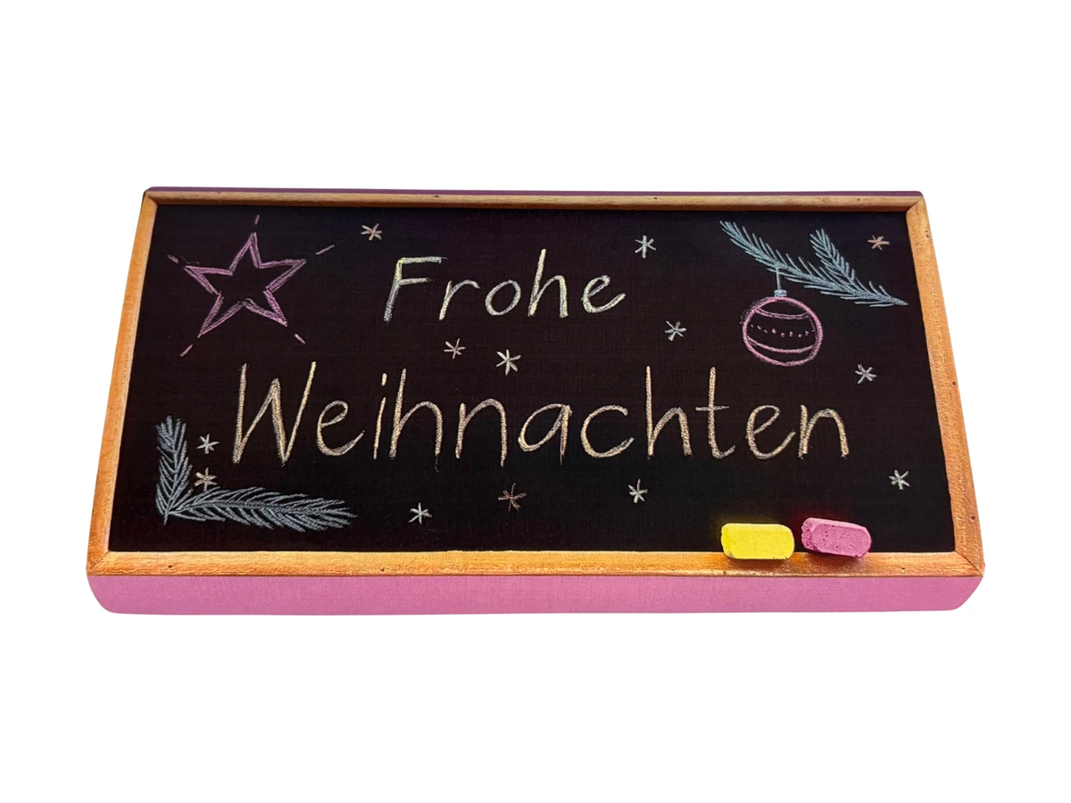 Rosafarbene Schokoladenhülle «Frohe Weihnachten»